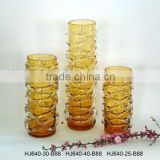 Golden Amber Art Flower Glass Vases