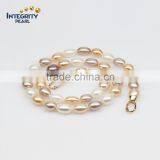 Gold Plated Clasp 8-9mm Rice Mixed Colour Hot Sale Sublimate Pearl Necklace thumbnail-2