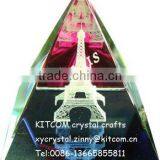 3d Lasered Pyramid Crystal Paperweight thumbnail-1