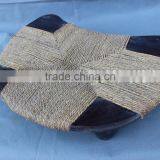 Vintage Small Wooden Chairs With Straw Seat thumbnail-3