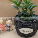 100%Handmade unique wicker plastic lined plant basket wicker recycled plant pot