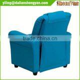 Contemporary Light Blue Kids Recliner With Cup Holder and Headrest thumbnail-3