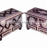 Brass inlay work wooden chest & treasure chest box