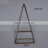 Glass terrarium with brass sides in pyramid shape