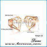 Fashion Jewelry Diamond Shaped Stud Earrings Men Rose Gold IP Stainless Steel Earring thumbnail-5