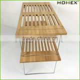Natural bamboo kitchen stackable storage shelf Homex-BSCI