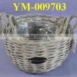 Round Willow Basket For Flowers With Handle. thumbnail-1