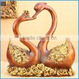 Golden Resin Couple Swan Decorative Figurines thumbnail-1