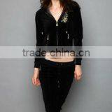 Ladies Fashion Hoodie Printed Velour Set thumbnail-1
