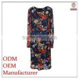 Women Loose Fit Floral Print Lace Designed Plus Size One Piece Dress Latest thumbnail-1
