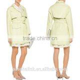 Fashion Design Women Light Green Leather Trench Coat OEM Service thumbnail-5