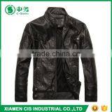 Top Quality Winter Windproof Man Black Faux Leather Motorcycle Jacket thumbnail-2