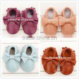 Wholesale Cute Baby Moccasins Infant Toddlers Bow Boys Girls Soft Leather Shoes thumbnail-1