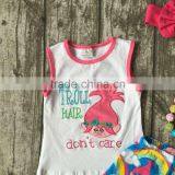 Baby Girls Summer Clothes Girls Children Troll Hair Don;t Care Outfits Kids Rainbow Shorts Outfits With Accessories thumbnail-3