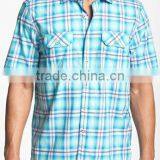 Europe Short Sleeve Casual Plaid Mens Shirts