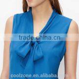 Hot Selling Fashion Crepe Blouse Knok Front Sleeveless Lady Blouse thumbnail-4