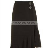2017 OEM Spring Retro Crepe Black Bonded High Waisted Midi Skirt thumbnail-6