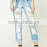 Stylish Women's Sex Distressed Suspender Jeans / New Style Fashion Women Jeans T1703032 thumbnail-1