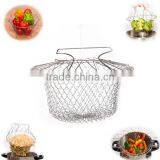 2016 New Arrival Hot Sale Foldable Steam Rinse Strain Fry Chef Basket Strainer Net Kitchen Cooking Too thumbnail-3