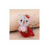 4mm Bicone Crystal Handmade 3d Beaded Kitty Cat Sea-maid Iphone Charm thumbnail-2