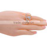 Gold-plated Rhinestone Letters Love Double Finger Spiral Rings thumbnail-2