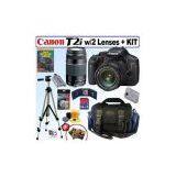Anon EOS Rebel T2I 18MP Digital SLR Camera W/18-55 IS & 75-300 Lenses + 16GB Acc Kit thumbnail-1