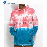 2017 Latest Fashion Cusom 100% Cotton Tie Dye Light Red&Blue Pull Over Hoodie For Men thumbnail-1