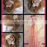 Aidocrystal Light Pink Flower Crown Boho Hair Wreath Bridal Hair Flowers Accessories thumbnail-1