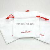 Small Size Red Logo Printed on White Velvet Jewelry Pouch