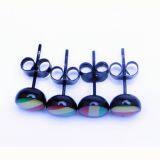 Factory Direct Sale Foreign Trade Ornament Stainless Steel Dripping Oil Ear Nail Titanium Steel Human Body Puncture Butterfly Button Earrings Wholesale thumbnail-3