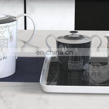 Black And White Ceramic Frame Dinner Plate Tea Set With Decoration Vase thumbnail-5