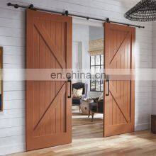 Double Barn Door Hardware Sliding Stainless Steel Track White Oak Clear Glass Barn Doors thumbnail-3