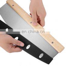 Advertising Custom Logo Blade Wood Handle Knife Slicer Stainless Steel Pizza Cutter Rocker thumbnail-5