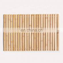 Environmental Friendly Natural Bamboo Shower Mat Non-slip Rubber Easy Drying Designed Bathroom Bamboo Floor Mat