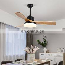 3 Blades Modern Decorative Home Living Room Copper Pendant Lighting Wireless Indoor Ceiling Fan Wood With Led Lamp for Kitchen thumbnail-5