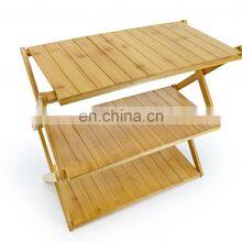 Bamboo Storage Shelf High Quality Collapsible Outdoor 3-layer Bamboo Bag Food Storage Holder & Racks thumbnail-1