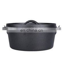 9 QT Dutch Oven Cast Iron Pot Outdoor Camp Cooking Camping Campfire Cookware thumbnail-4