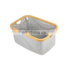 Modern Foldable Bamboo Canvas Hamper Single Laundry Basket thumbnail-5