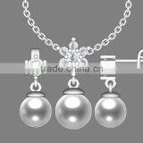 Infinite costume jewelry Beautiful Pearl pendant Design Brass necklace and earring jewellery sets