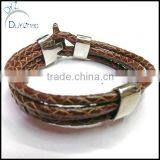 stainless steel Braided Leather Cord Bracelet for men