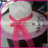 2015 Fashion Summer Flower Bowknot Beach Embroidery Wholesale Lady Hat