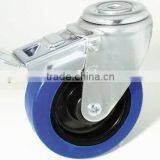 Swivel/Swivel Brake Bolt Hole Castor Fitted With Blue Elastic Rubber, Nylon Center thumbnail-2