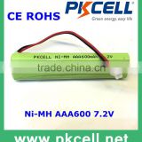 6pcs 1.2V 600mAh AAA NiMH Battery Pack, with wire and connector