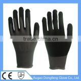 Black Sandy Nitrile Coated 13 Gauge Polyester Working Gloves For Self Defense Safety