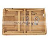 Beautidul Pattern Carvened Flower Solid Bamboo Durable and Portable Folding Laptop Desk Overbed Tray thumbnail-4