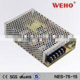 CE ROHS Approved 75w 15v ac dc Industrial Power Supply