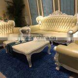 European Classic Living Room Wooden Leather Sectional Sofa Set thumbnail-1