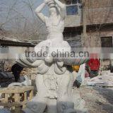 Garden and Plaza Decoration Hand Carving Yellow Marble Angel Fountain thumbnail-4