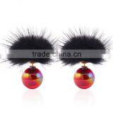 2016 Top Quality Fashion Fur Women Earings Set Brand Acrylic Round Shaped Double Earings Factory Price thumbnail-1