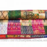 Latest Arrival !! Vintage Silk Patola Sari Kantha Quilt /throw/ bedspread Source directly from factory in INDIA